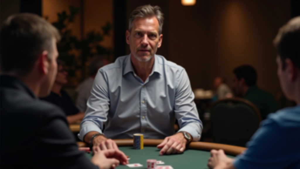 Tournament director explaining rules to players seated around a professional poker table at the start of an event