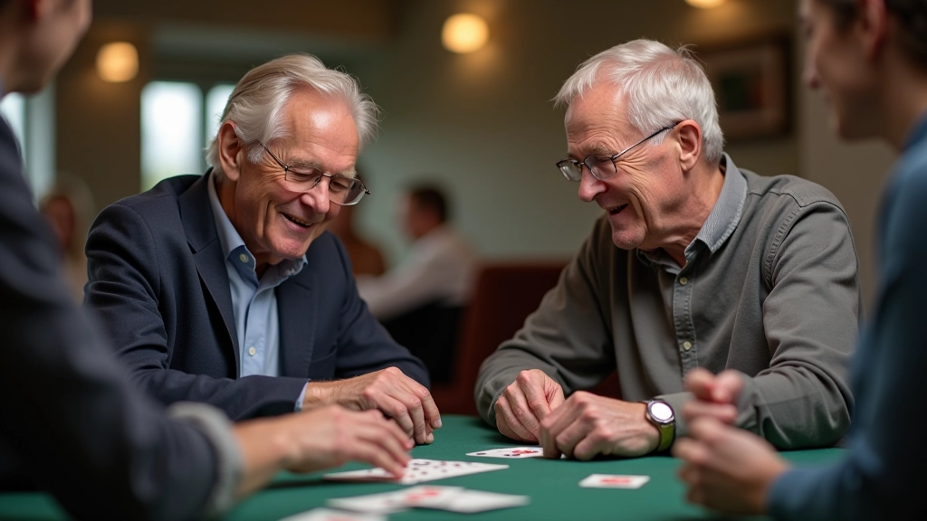 Two players reviewing cards at bridge table discussing strategy and hand analysis during a lesson